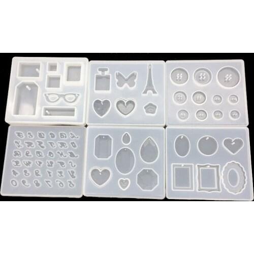 Epoxy mold variety of pendant mold iron Tower style diamond alphabet twist button mold silicone molds jewelry making tools