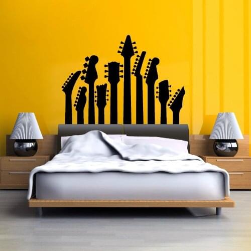 Art Vinyl Bedroom Decorative Wall Mural Guitar Necks Music Series Wall Sticker Rock Silhouette Wall Decals Y-832