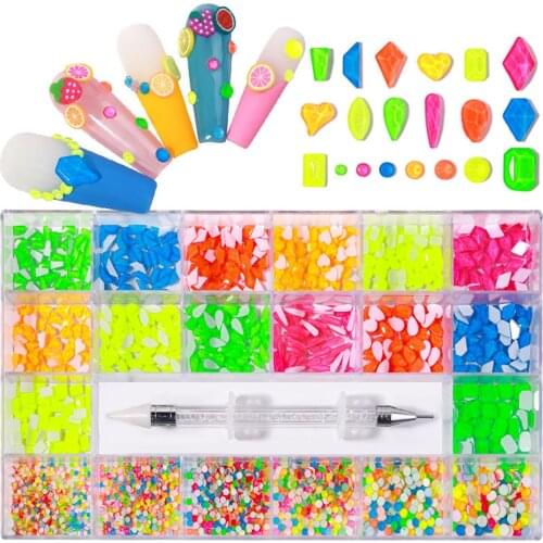 Nail Art Rhinestones Kit Multi Shapes Glass Crystal AB Diamonds for Nail Decoration Mix Size Flatback Nail Jewels