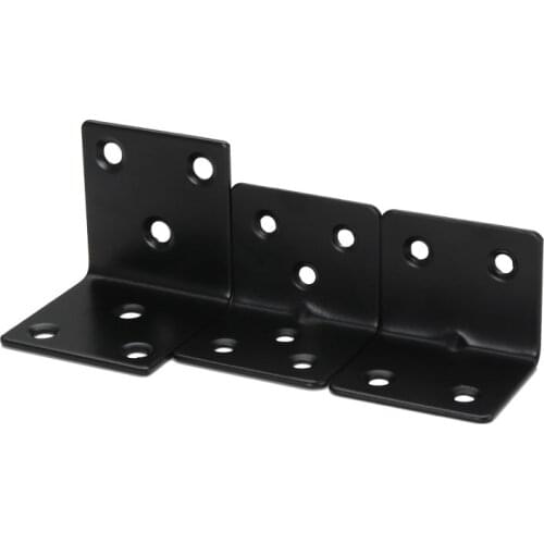 Stainless Steel L Shape Angle Fixed Furniture Corner Bracket Furniture Accessories Cabinet Right Angle Connector Black