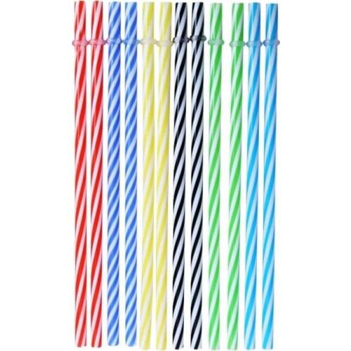 10/5Pcs Disposable Plastic Drinking Straws Multi-Colored Striped Bendable Elbow Straws Party Supplies Color Random