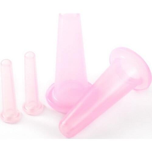 4PCS/Set Silicone Cupping Cup Set For Body Face Neck Back Eyes Massage Vacuum Cans Anti-cellulite Massager Health Care Home Use