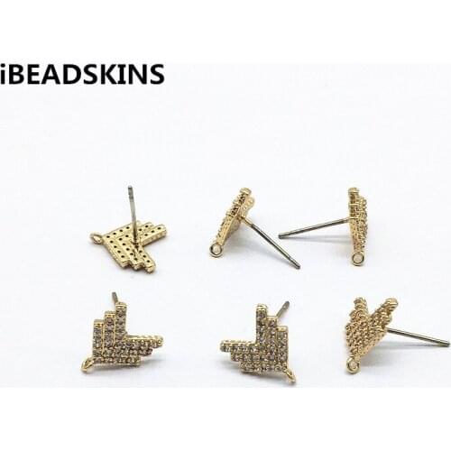 New arrival! 12x10mm 30pcs Cubic Zirconia v shape Earrings Stud for Earrings parts,hand Made Earrings Findings Jewelry DIY