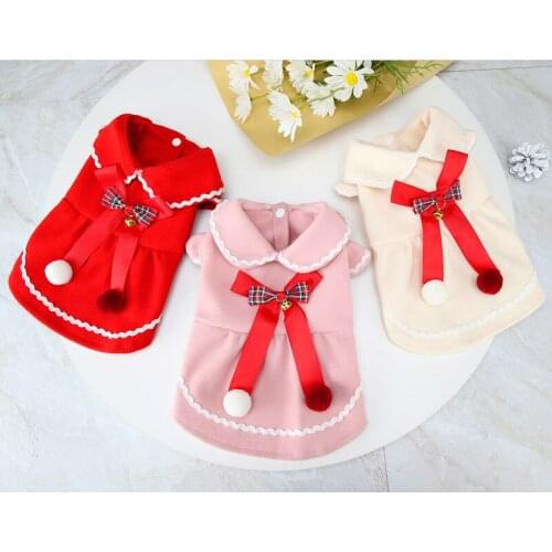 Pet Clothes Autumn and Winter Teddy Small Dog Pet Clothes 21 Christmas Princess Woolen Cloth Dog Clothes Dog Dress