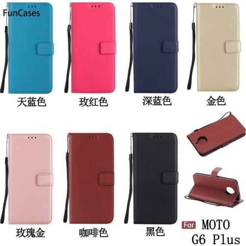 Pure Color PU Leather Case sFor Ajax Moto G6 Plus Card slot Case Bag Animal Holsters Clips Case For Motorola G6 Plus Flip Case