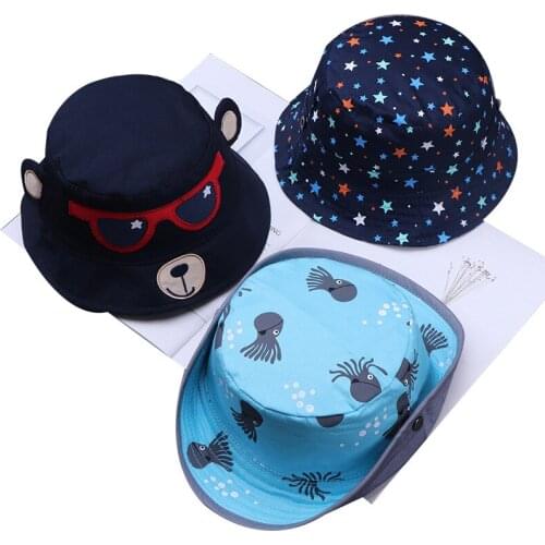 Childrens Bucket Hat Cartoon Bear Star Sun Hats Baby Girl Boy Outdoor Camping Fishing Cap Casual Kids Panama Caps
