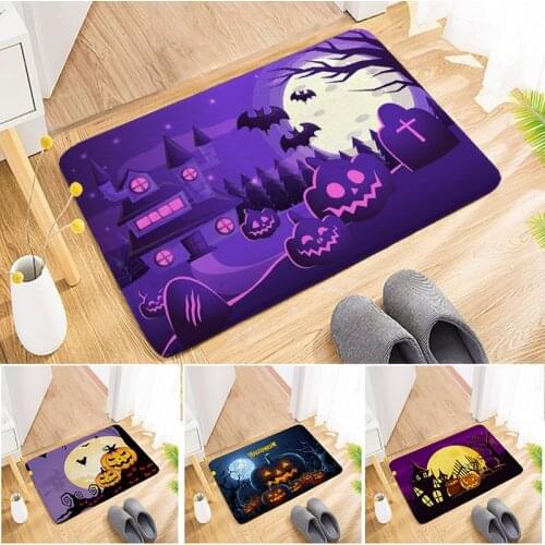 Home Decor Halloween Doormat Multi-purpose Absorbent Non-slip Blanket Creative Printed Door Mat For Kitchen Bedroom Bathroom