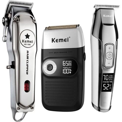 Kemei All Metal Professional Electric Hair Clipper Rechargeable Hair Trimmer Haircut Shaving Machine Kit KM 1996/2026/5027/2024