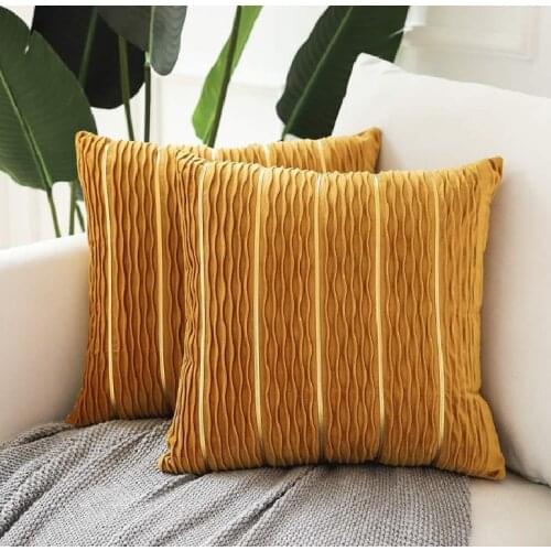 Velvet Throw Pillow Cover Textured Retro Cushion Yellow Pillow Sofa Decorative Cushions Decoracion Hogar Moderno Terrace Pillow