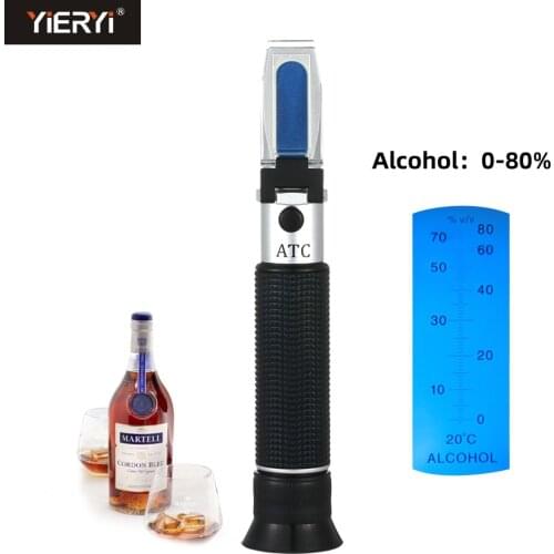 Handheld Alcohol Refractometer 0-80% Alcohol Beer Wine Concentration Spirits Meter Densitometer Detector Tester Tool With Box
