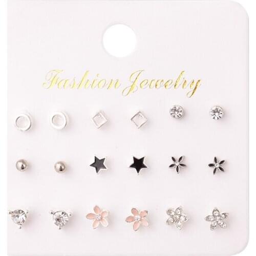 Stud Earrings Set Small Earrings Mixed Geometric Korean Pearl Earring Set for Women Girls Fashion Jewelry 2021 kolczyki damskie
