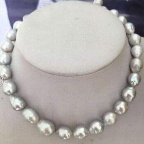 Stunning9-10mm south sea silver grey pearl necklace 18inch