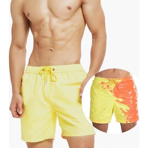 2020 Amazing Color Change Beach Shorts Men Swimming Trunks Swimwear Swimsuit Quick Dry Bathing Shorts Beach Shorts Plus 3XL