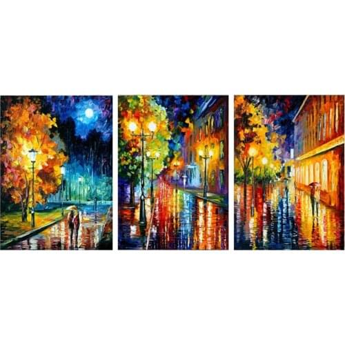 Lovers Under The Umbrella Enjoy The Beauty Life 3 Pieces Diamond Painting Wall Art Diamond Picture Mosaic Embroidery