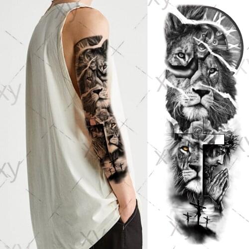 Waterproof Temporary Tattoo Sticker monster angel fighting pocket watch lotus full arm fake tatto flash tatoo for men women girl