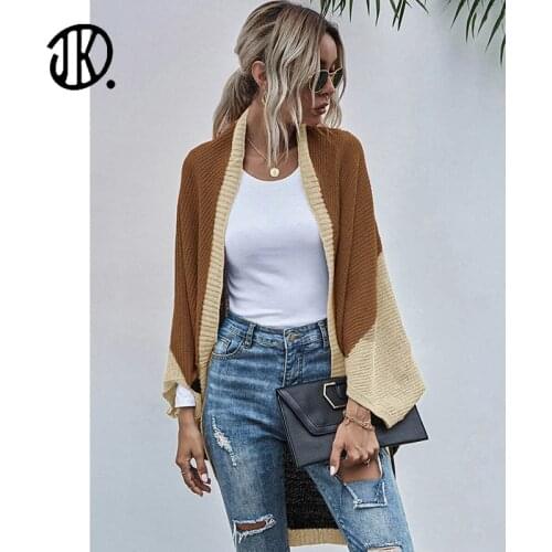 Ladies Solid Color Cardigans Full Sleeves Loose Sweater Mid Length Knitted Coat Casual Female Knittwear Sweaters Jumpers Jackets