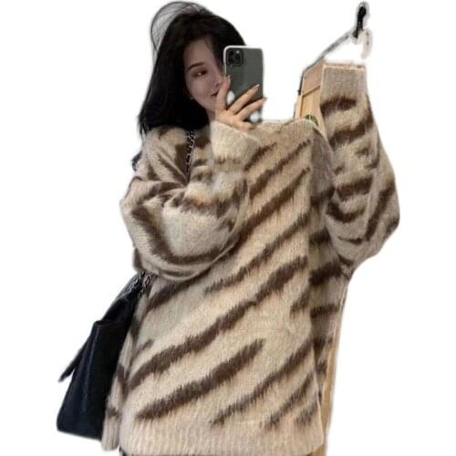 Vintage Cashmere Sweater Women Korean Style Casual Hit Color Long Sleeve Pullover Jumpers All-matching Oversized Knitwears 2020