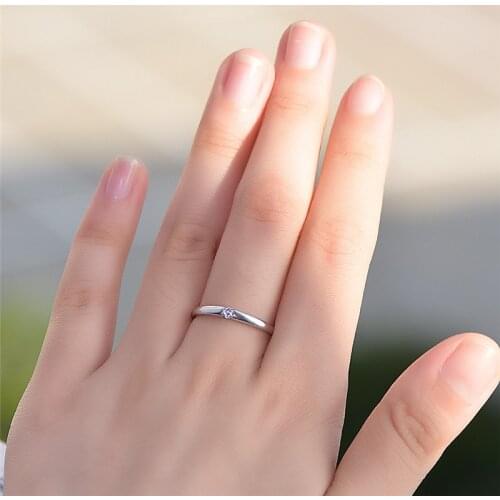 Cute Female Small Round Zircon Stone Ring 100% Real 925 Sterling Silver Finger Ring Boho Promise Engagement Rings For Women