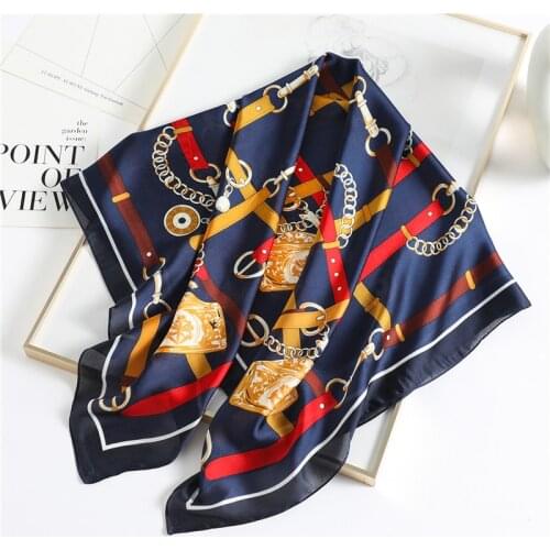 2021 Design Print Square Neck Scarves Shawl Wrap Female Foulard Hijab Scarf Spring Pashmina Bandana Women Neck Headband