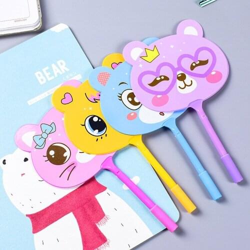 24 Pcs Cute Cat Fan Ballpoint Pen Creative Student Supplies Cartoon Pen Stationery Wholesale