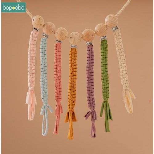 Bopoobo Baby Pacifier Clip 1PC Wooden INS Wind Pacifier Chain Multicolor Hand-clamped Pacifier Nipple Bottle Clip Chain Kid Gift