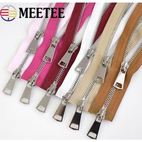 Meetee 5# Metal Zippers 70/90/120cm Double-slider Long Open-end Zip Down Jacket Coat DIY Garment Sewing Accessories Tailor Tools