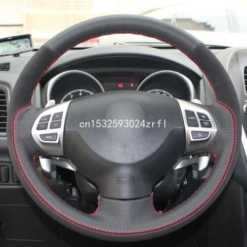 DIY Top Leather Car Steering Wheel Hand-stitch on Wrap Cover For Mitsubishi Lancer Outlander ASX