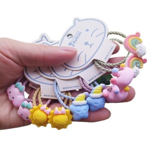 2PCS Cute Rainbow Sun Princess Princess Headwear Kids Elastic Hair Bands Children Hair Ties Ropes Girls Accessories Baby