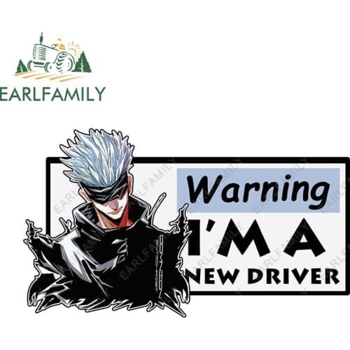 EARLFAMILY 20cm x 11.5cm Anime Car Stickers for Jujutsu Kaisen Gojo New Driver Car Accessoires Decal Windows Graffiti Sticker