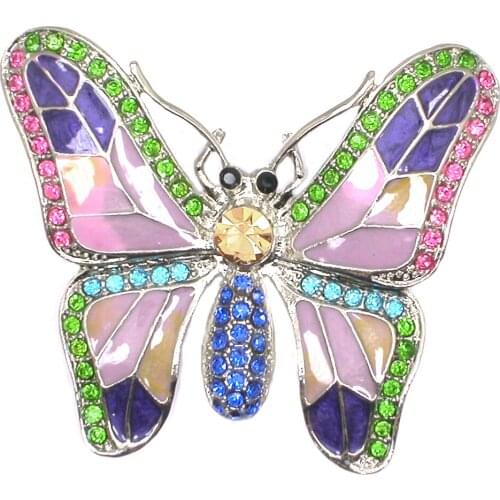 Enamel Rhinestone Brooch new Fashion beauty Women Zinc Alloy crystal exquisite butterfly insect pins hot sale party Gift man