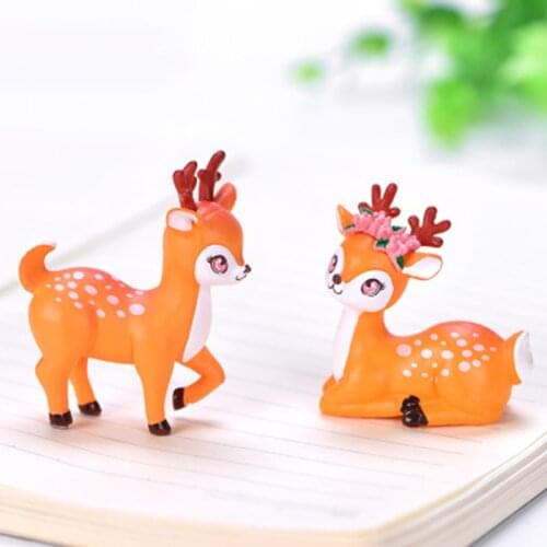 ZOCDOU 1 Piece Sika Cute Sweet Venado Animal Africa Model Statue Figurine Ornament Miniatures Garden Decor DIY Home Room