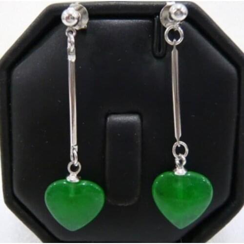 Hot Sell wholesale lovely ladies green heart Natural jade earring fashion jewelry