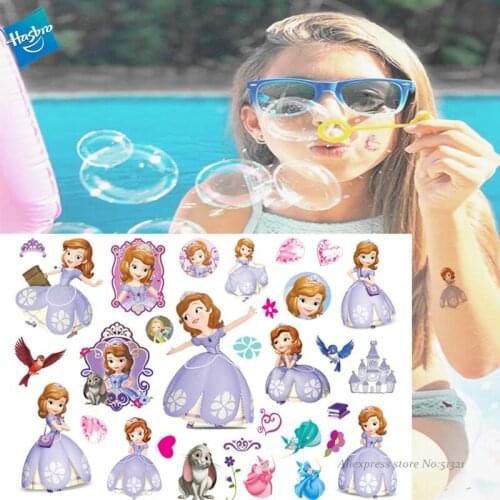 Hasbro Princess Sophia Children Cartoon Temporary Tattoo Sticker For Girl Cartoon Tattoo Toy Funny Birthday Party Tool Kid Gift