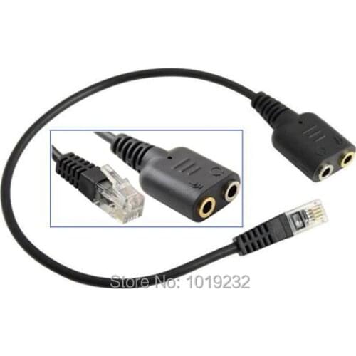 VoiceJoy Call center Headset Cable 2 X 3.5mm to RJ9 Adapter Convertor PC Headset to RJ9/RJ10/RJ12 plug for telephones