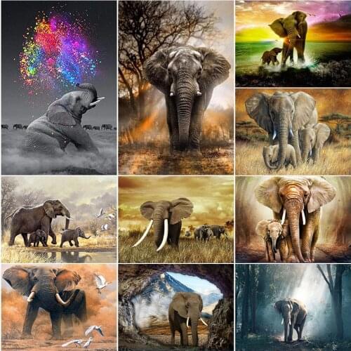 DIY 5D Diamond Painting Baby Elephant Animals Set Cross Stitch Full Drill Embroidery Mosaic Art Picture of Rhinestones Decor