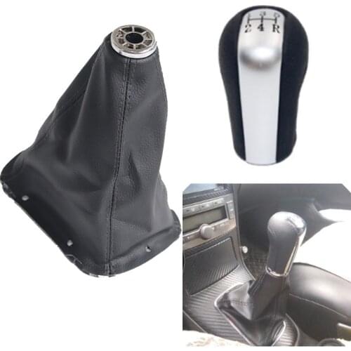 Matte & Leather Car Shift Gear Knob Lever Gaitor Boot Cover For TOYOTA AVENSIS T25 MK2 II 2003-2009