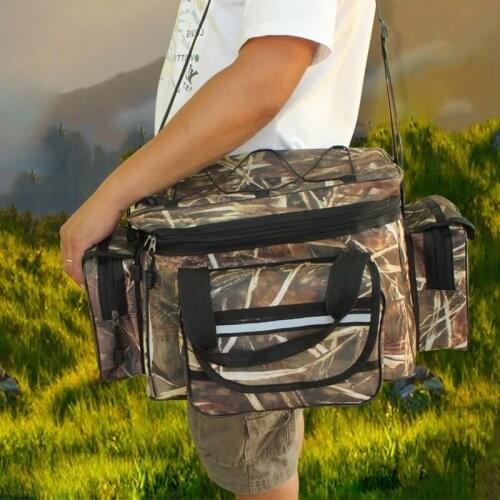 Multifunction Outdoor Waterproof Fishing Tackle Pocket Portable Waist Shoulder Bag Carry Strap Storage Multiple Compartments