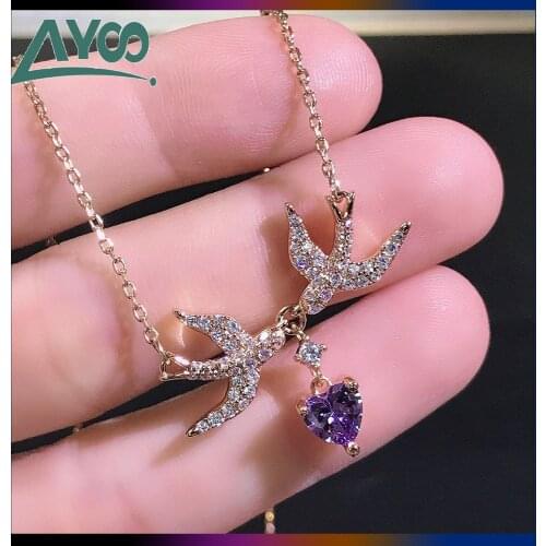 SWA Fashion Jewelry 1:1 Copy,Charming LOVE 2021 Swallow Heart Luxury Crystal Chain Necklace Fine Jewelry For Woman With Logo