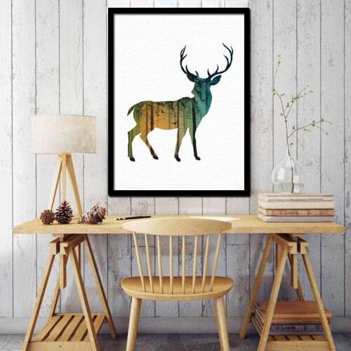 Fashion Lovely Deer And F Canvas Art Print Painting Wall Picture Poster For Living Room Home Decoration Unframed LZ637