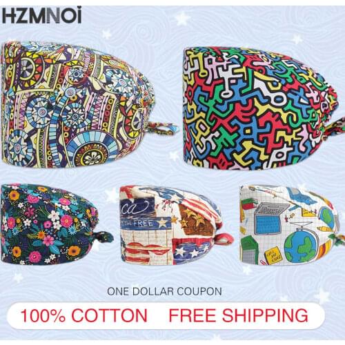 Cartoon Girl Fashion Pure Cotton Surgical Cap Nurse Cap Veterinary Pet Beauty Salon Ophthalmology Hospital Clinic Clinical Cap