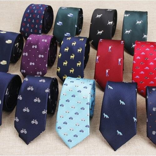 New Design Animal Tie For Men Polyester Woven Necktie Bicycle Car Monkey Dog Balloon Jacquard Fashion Party Wedding Gravata Ties