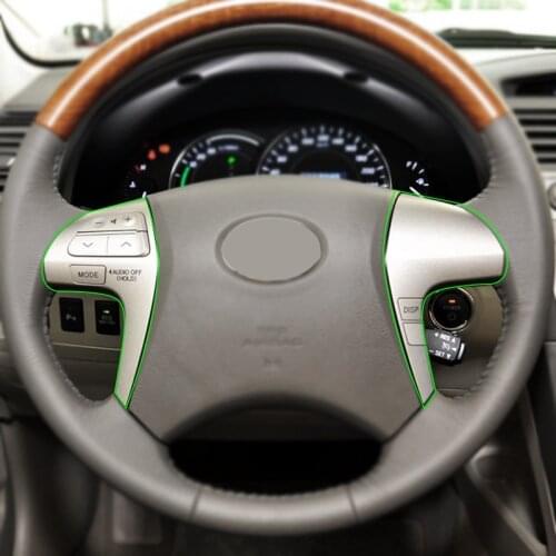 ABS Carbon Texture Car Steering Wheel Button Cover Sticker Trim For Toyota Highlander 2009 2010 2011-2014 For Camry 2006-2013