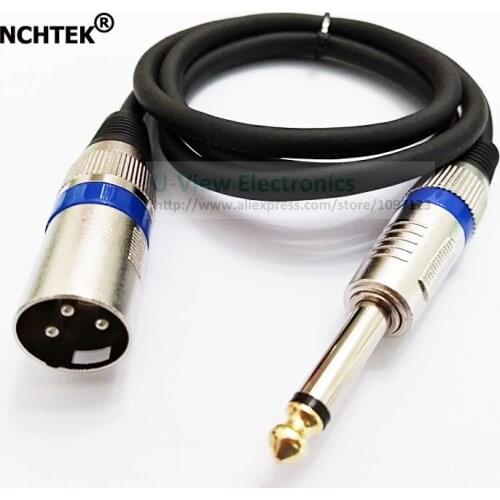 NCHTEK 1M Pure Copper DIY Microphone XLR 3Pin Male Speaker Jack to 6.35MM Mono Male Audio Connector Cable/Free Shipping/1PCS