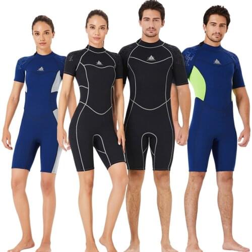 1.5MM Neoprene DIVE&SAIL Wetsuit Men Women Short Sleeve Trunk One Piece Wet Suits Swimming Jumpsuit Surfing Rash Guards New 2021