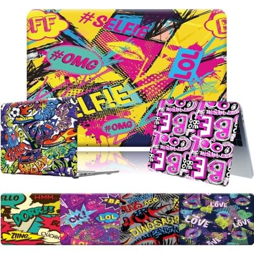 New Anti -cratch PVC Hard Shell Laptop Case Fit Apple MacBook Air 11 13 Inch/Pro 13 15 16 Inch Laptop Case with Graffiti Art