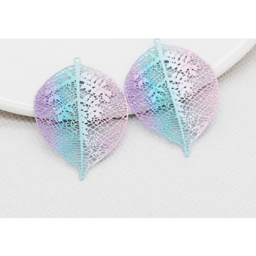 20pcs/Lot 28.5*42mm Copper Leaf Shape Charms Earring Pendant Leaves DIY Jewelry Findings Accessories