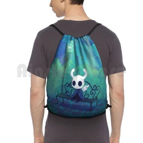 Hollow Knight Backpack Drawstring Bag Riding Climbing Gym Bag Hollow Knight Video Game Fanart