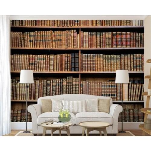 Custom retro wallpaper, bookcase mural for study room living room sofa bedroom wall decoration papel de parede