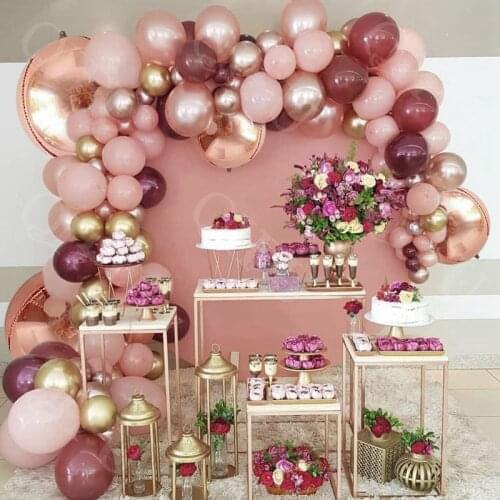 Pink Balloon Garland Arch Kit Chrome Gold Latex Ballon Birthday Party Decor Kids Wedding Birthday Ballon Baby Shower Girl Decor