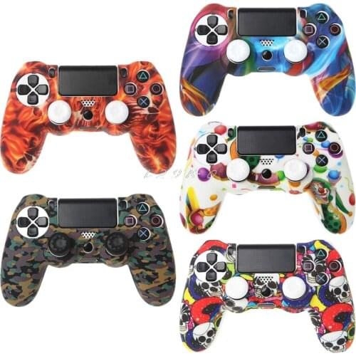Silicone Gamepad Skin Grip Cover Protector Case + 2 Caps Kit For PS4 Controller